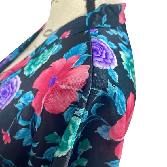 Vintage 80s Floral Satin Knee-Length House Robe Size Large - Picture 8 of 8